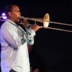 Vincent Gardner playing trombone