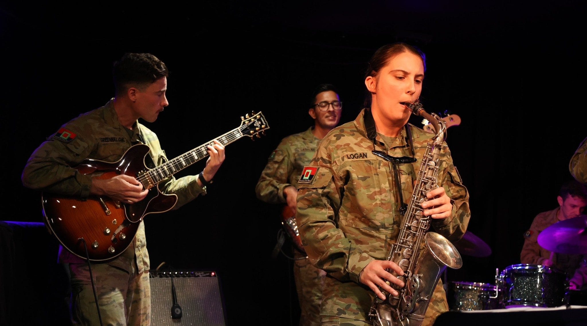 Erin Logan performing saxophone with the Australian Army Band