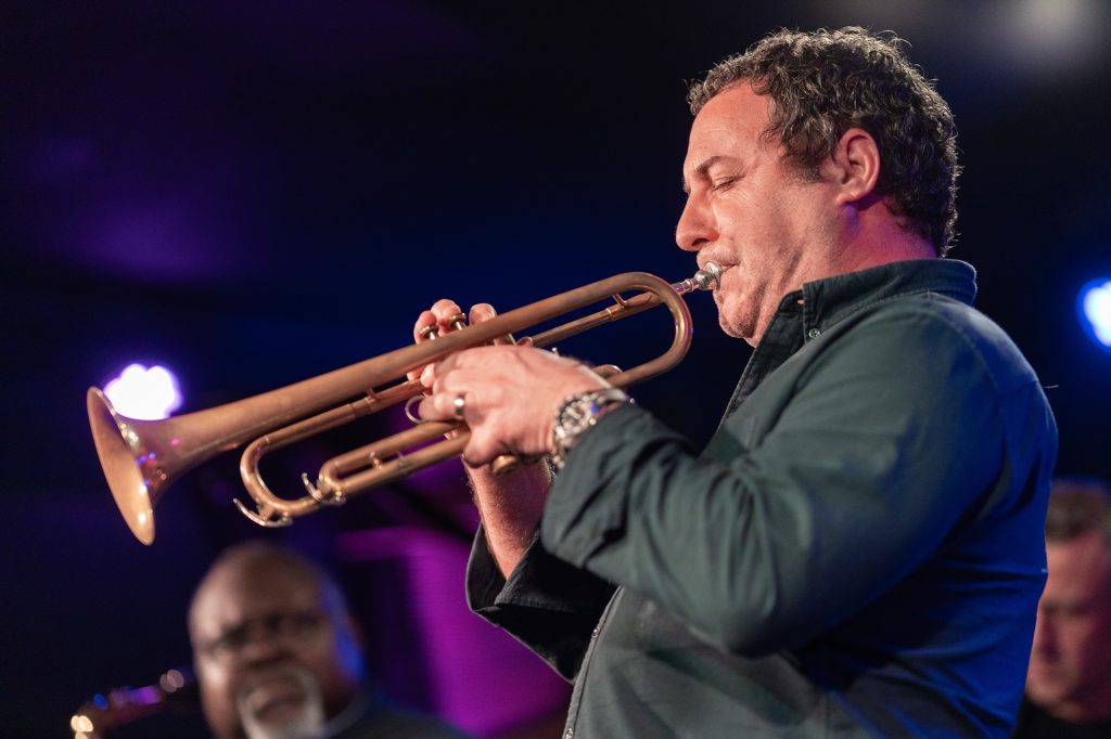 Dan Quigley playing the trumpet