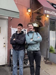 Theo and Ashley standing outside Smalls Jazz Club